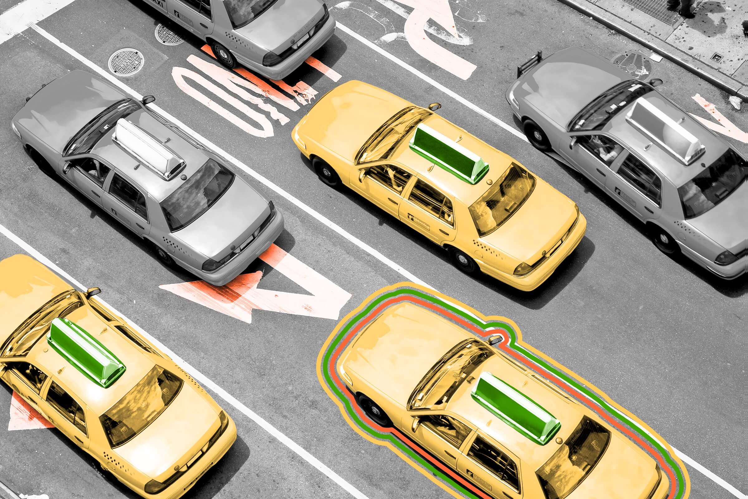 Early NYC taxis were red and green.