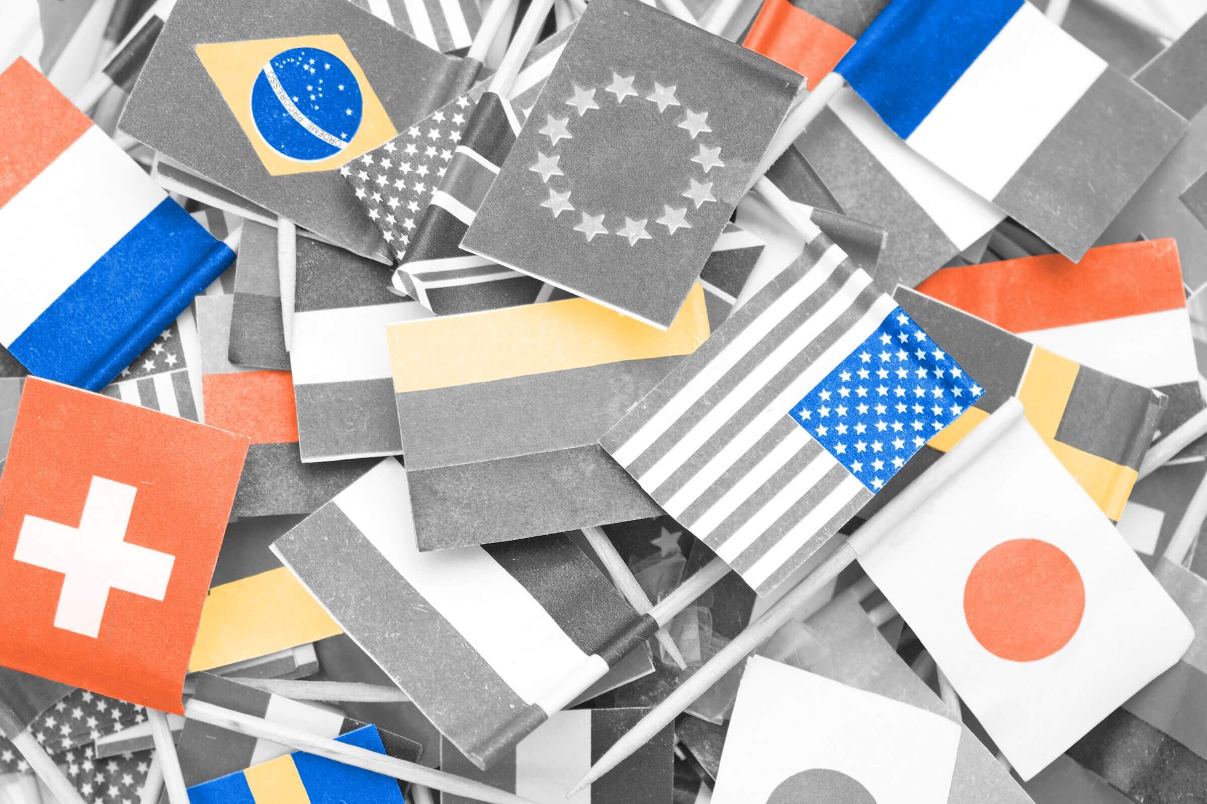 Purple is the rarest color on national flags.