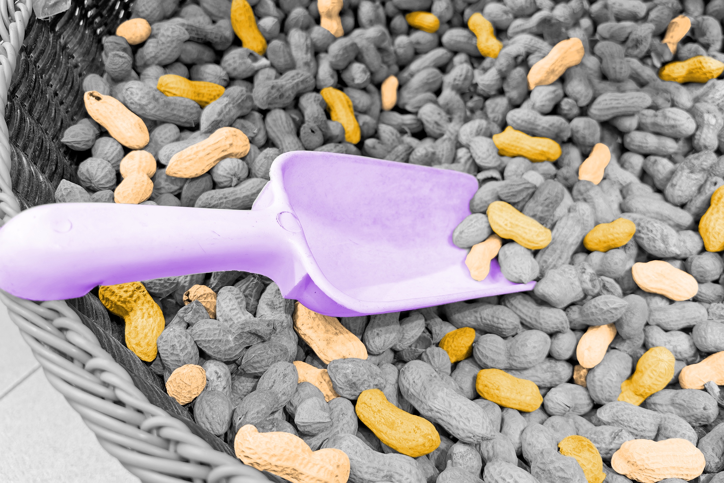 Scoop in a basket of peanuts