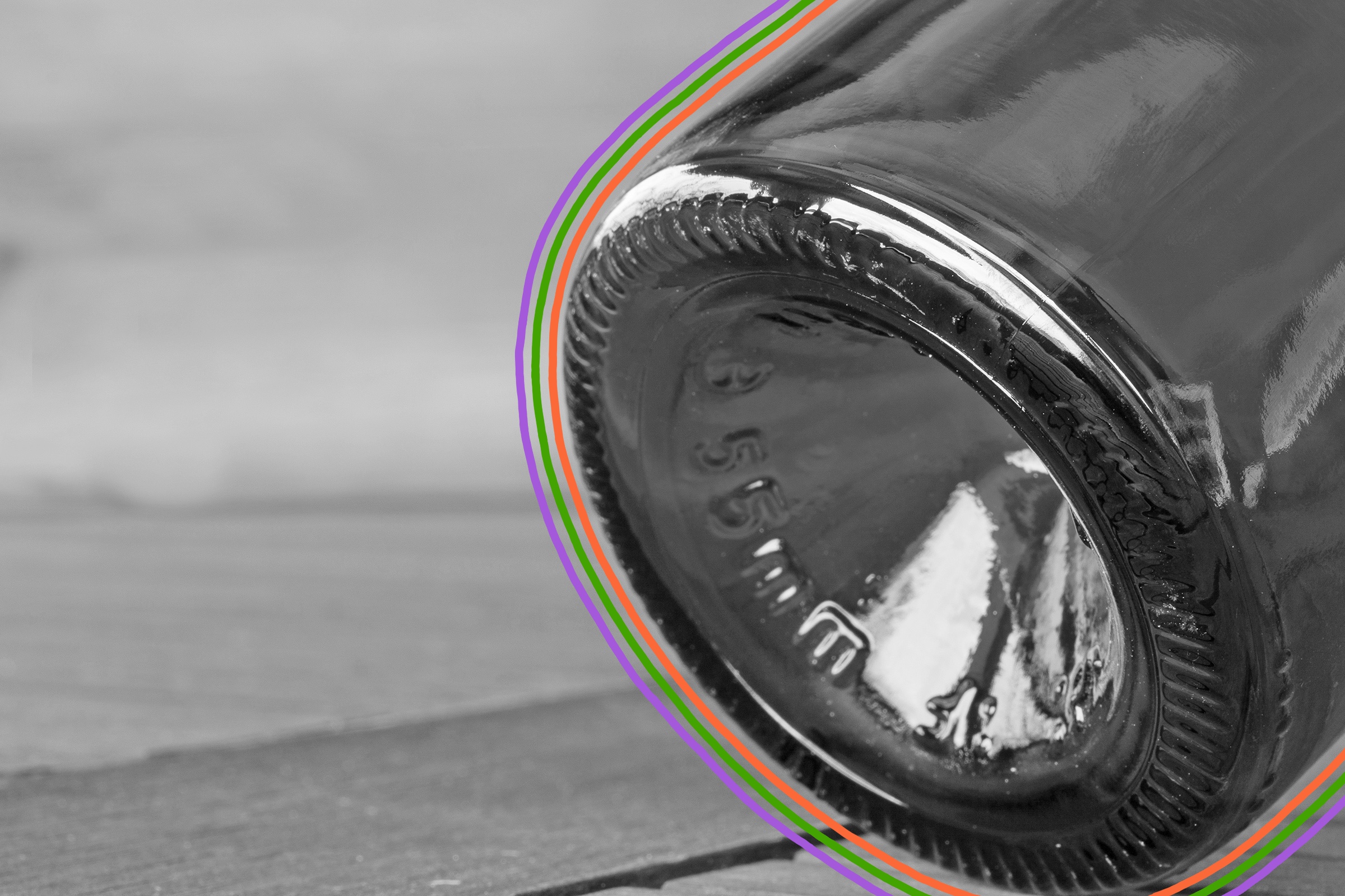 Indented bottom of a wine bottle