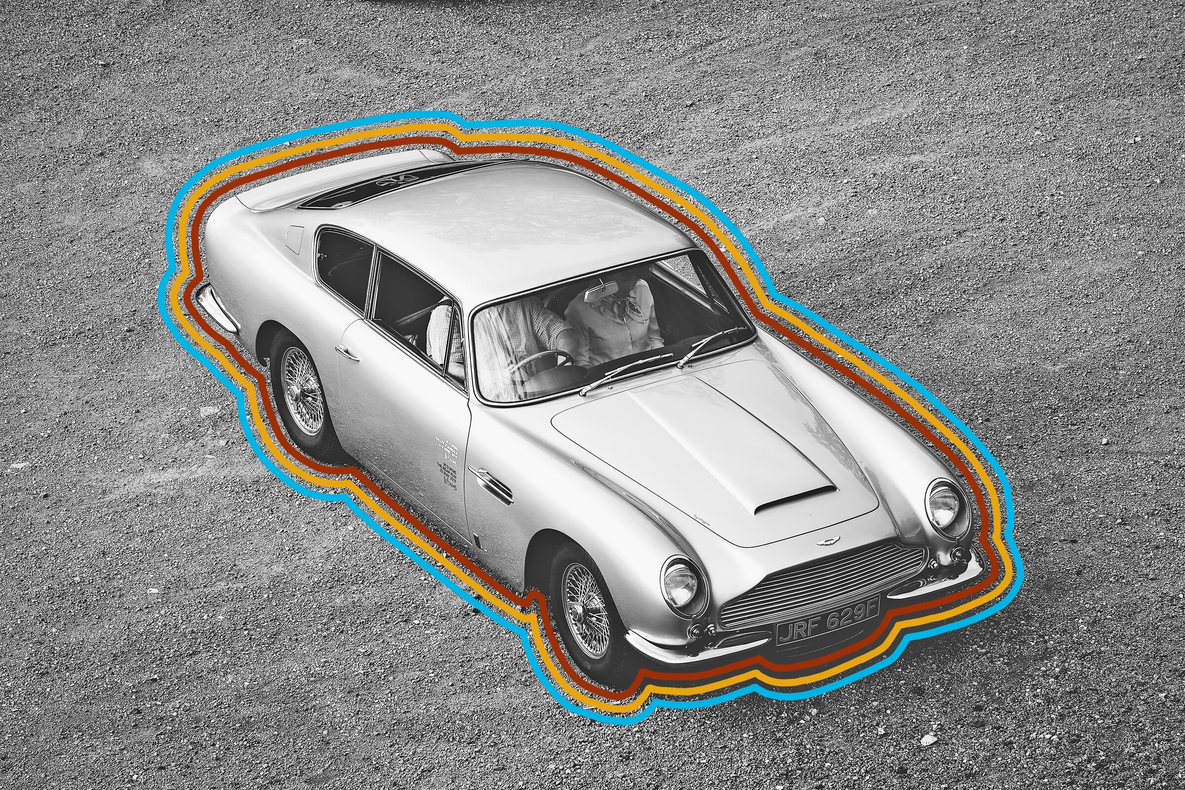 Aerial view of a vintage car