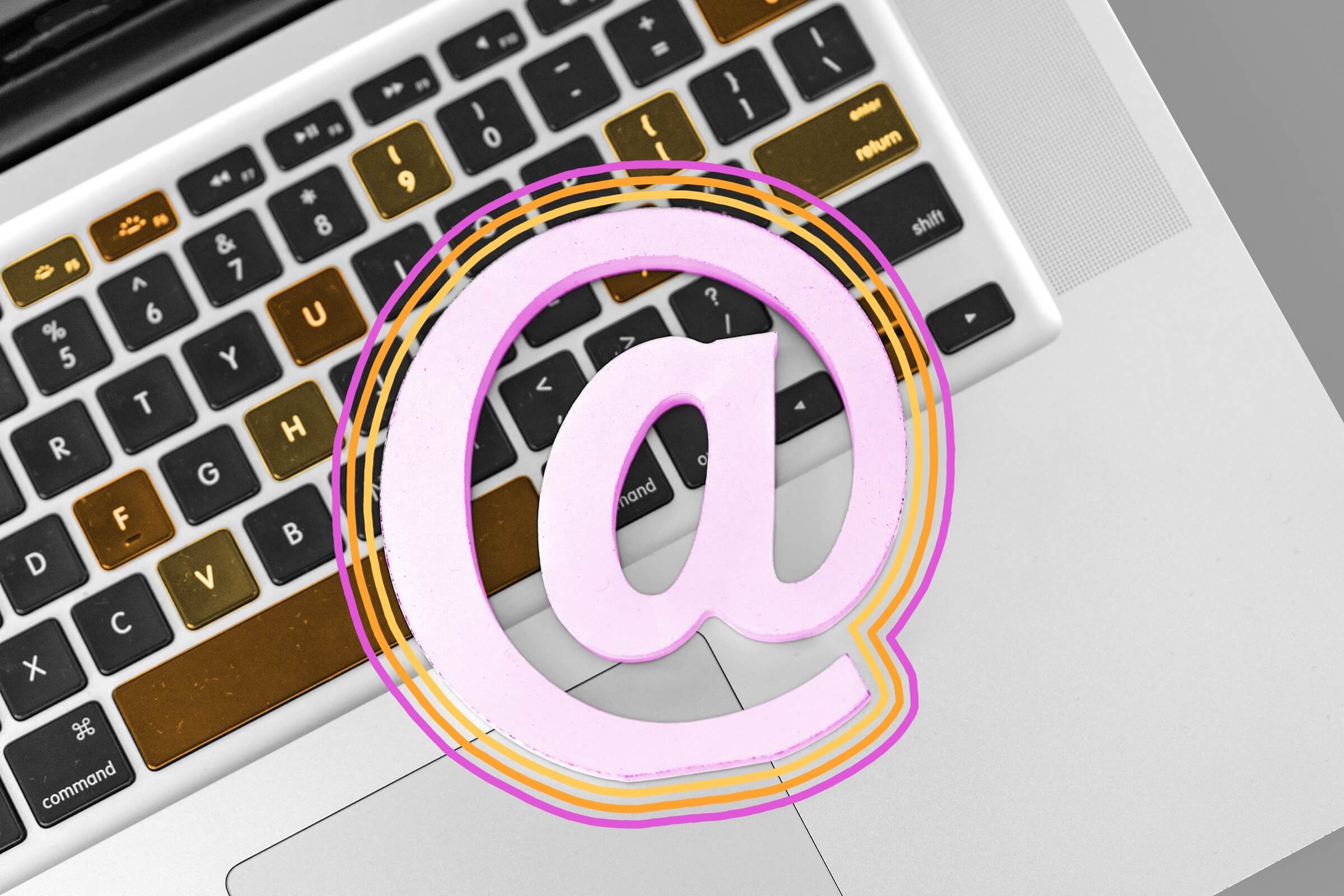 Email @ symbol on a laptop computer keyboard