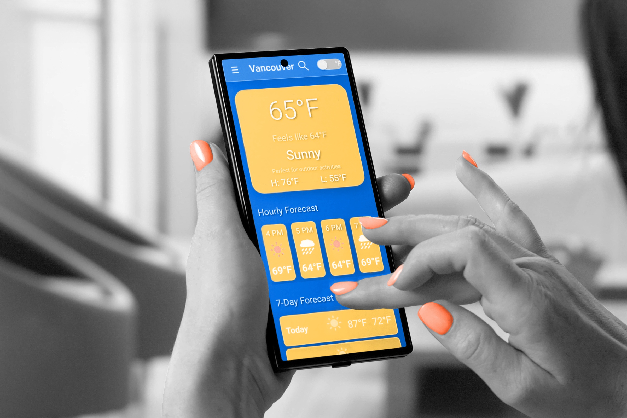 Person checking the weather on their phone