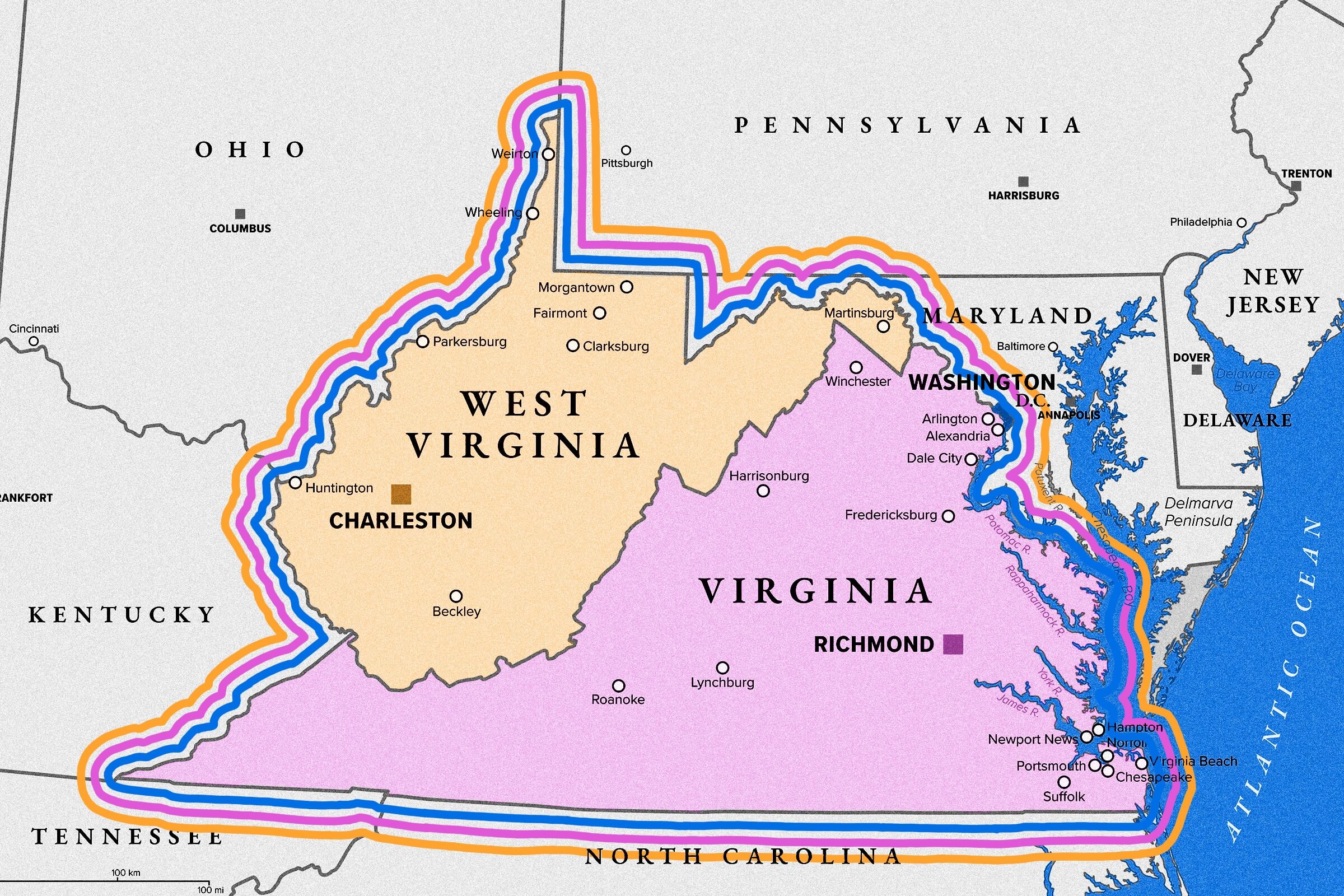 Map of the Virginias