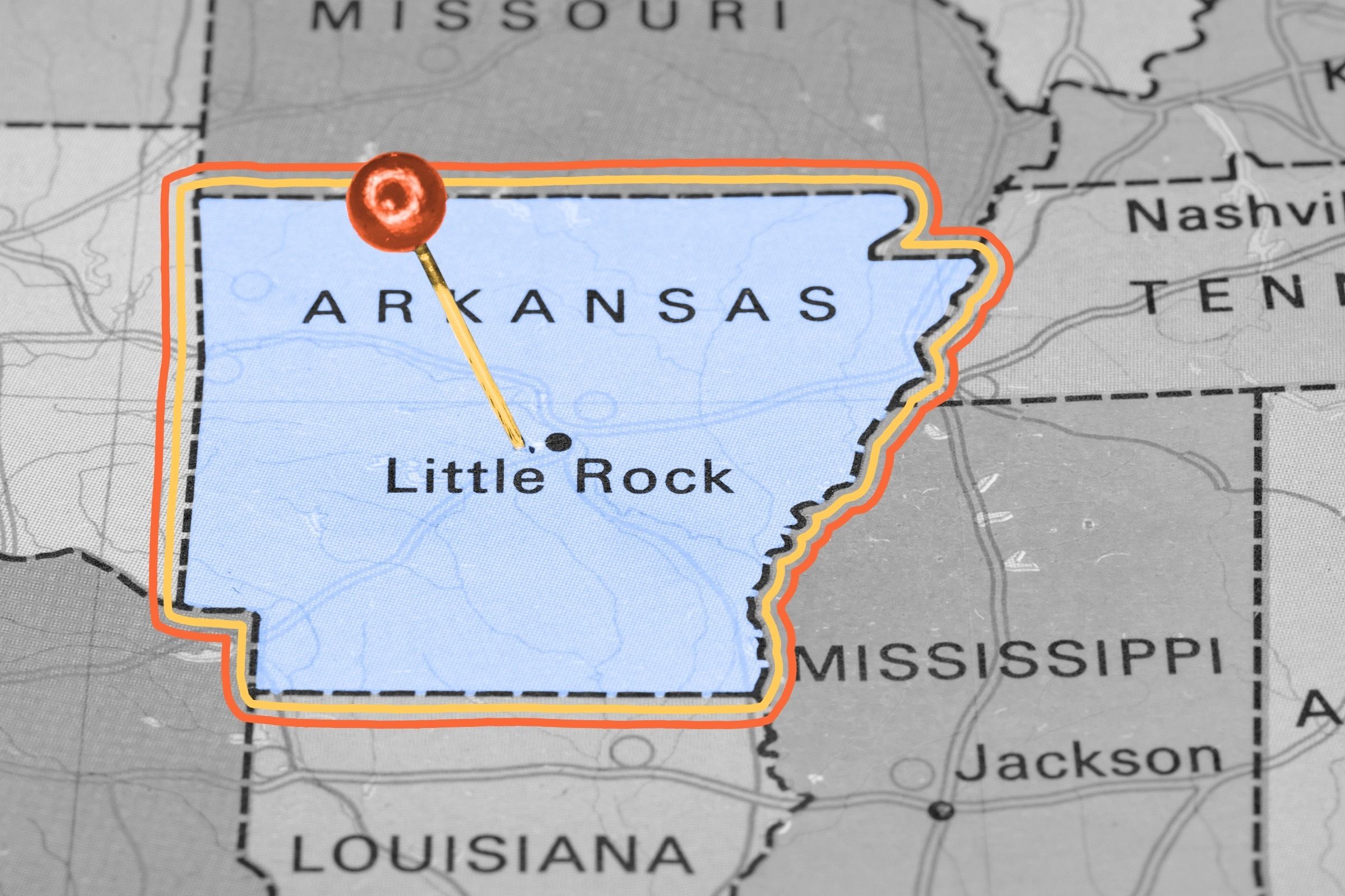 Map of the state of Arkansas