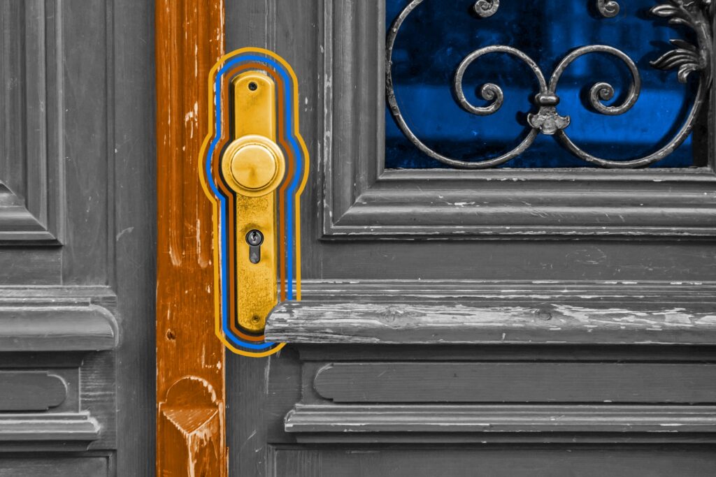 Close-up of a brass doorknob