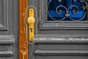 Close-up of a brass doorknob