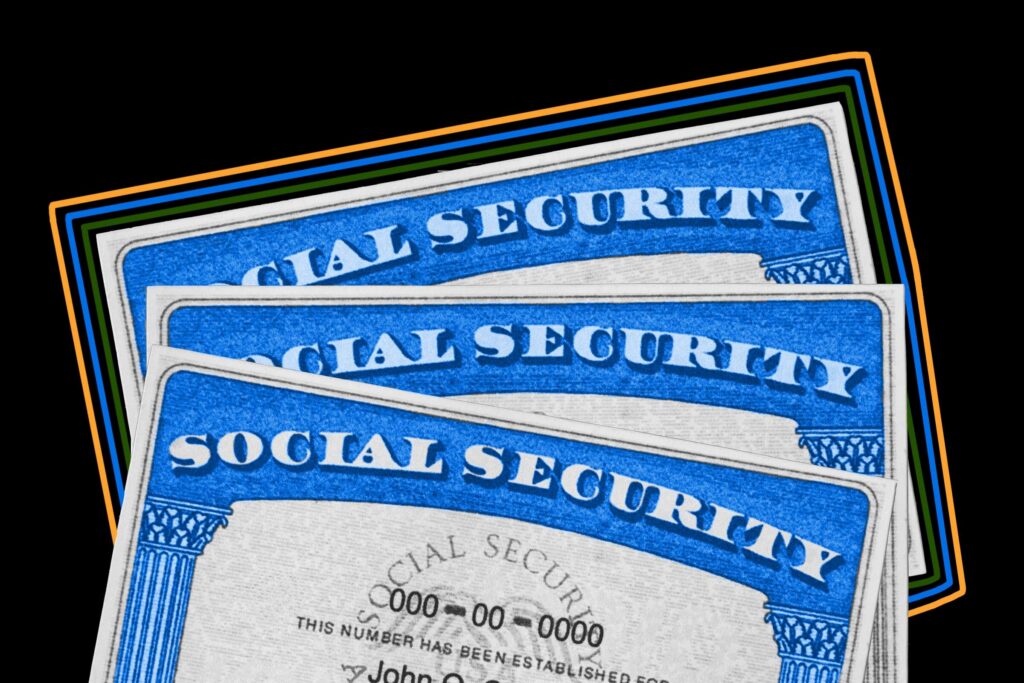 Close-up of a stack of Social Security Number cards