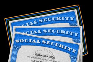 Close-up of a stack of Social Security Number cards