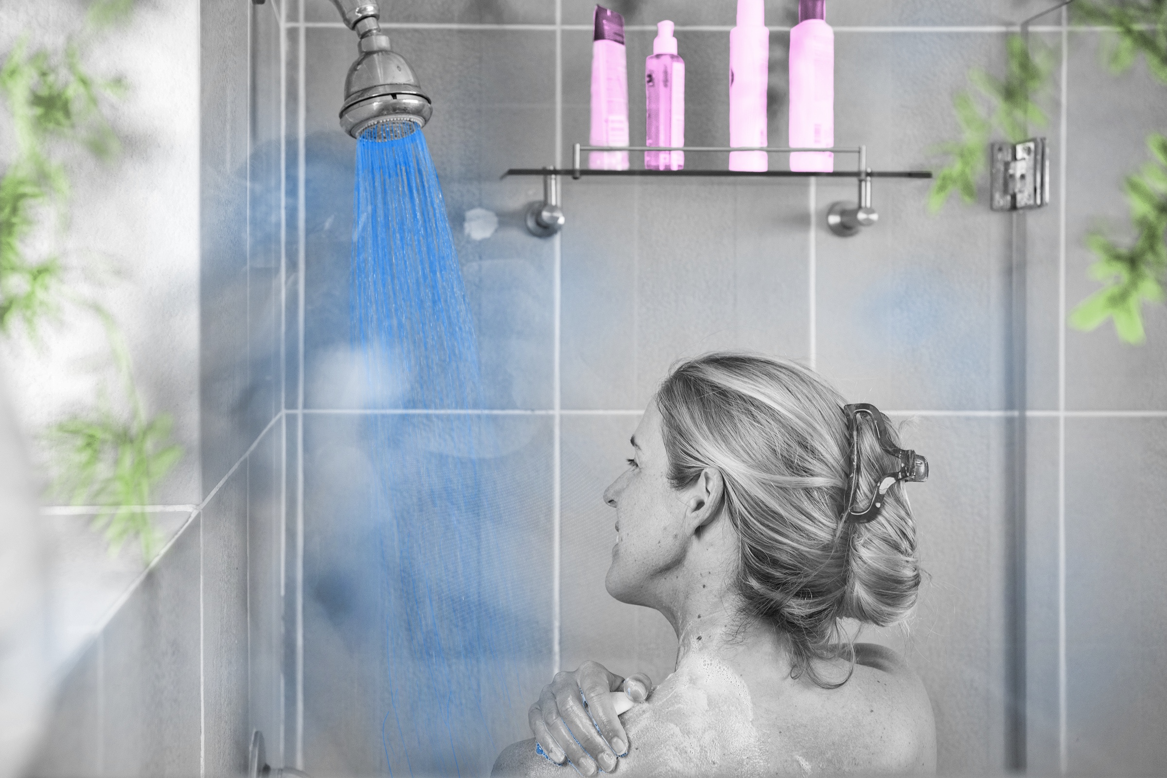 Woman taking a shower