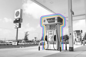 Fuel pumps at a gas station