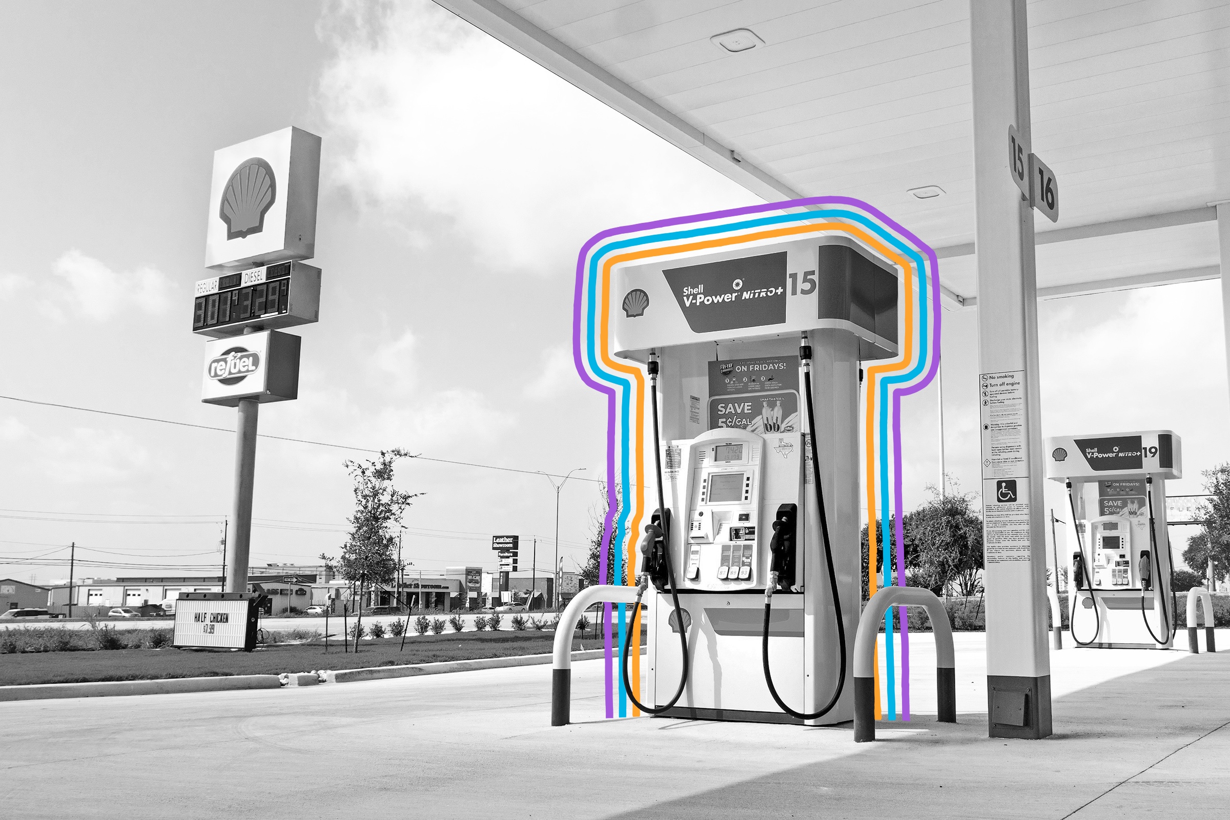 Fuel pumps at a gas station