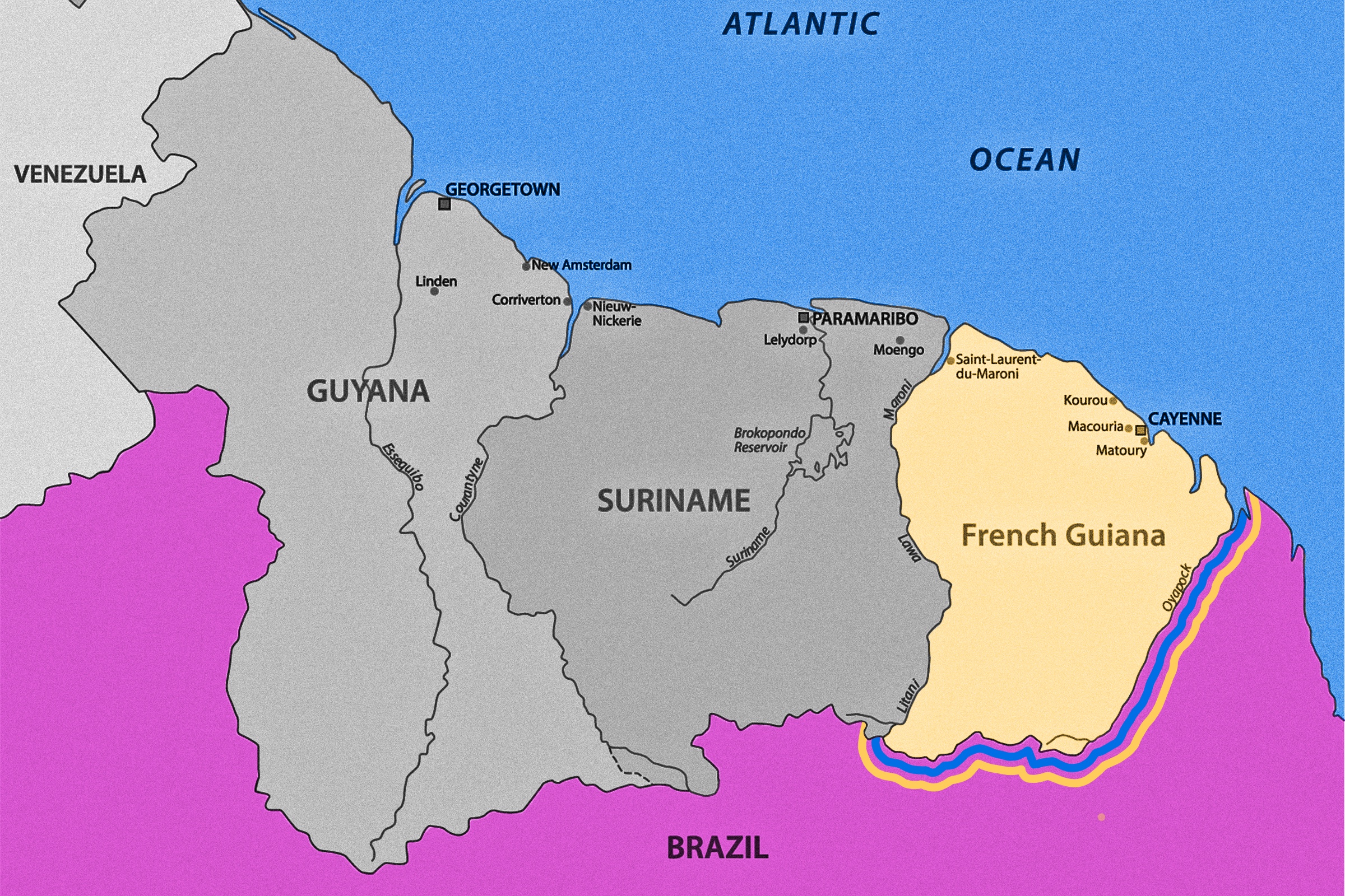 France’s longest border is with Brazil.